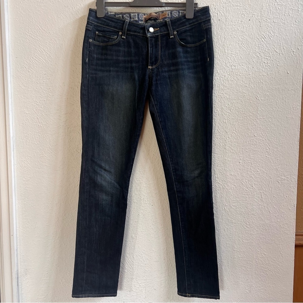 Paige skyline mid rise dark wash skinny jeans - Picture 3 of 9